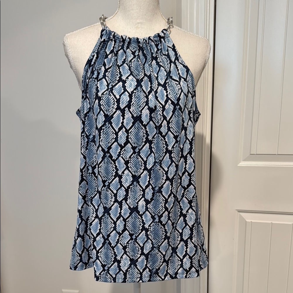 MICHAEL Michael Kors Blue and Black Blouse Halter Neck Chain 💙